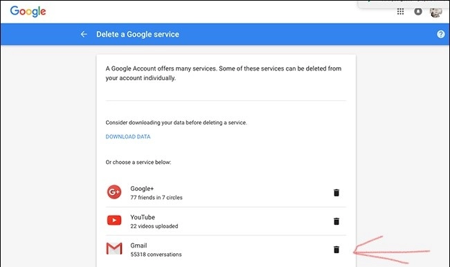 Delete a Google service